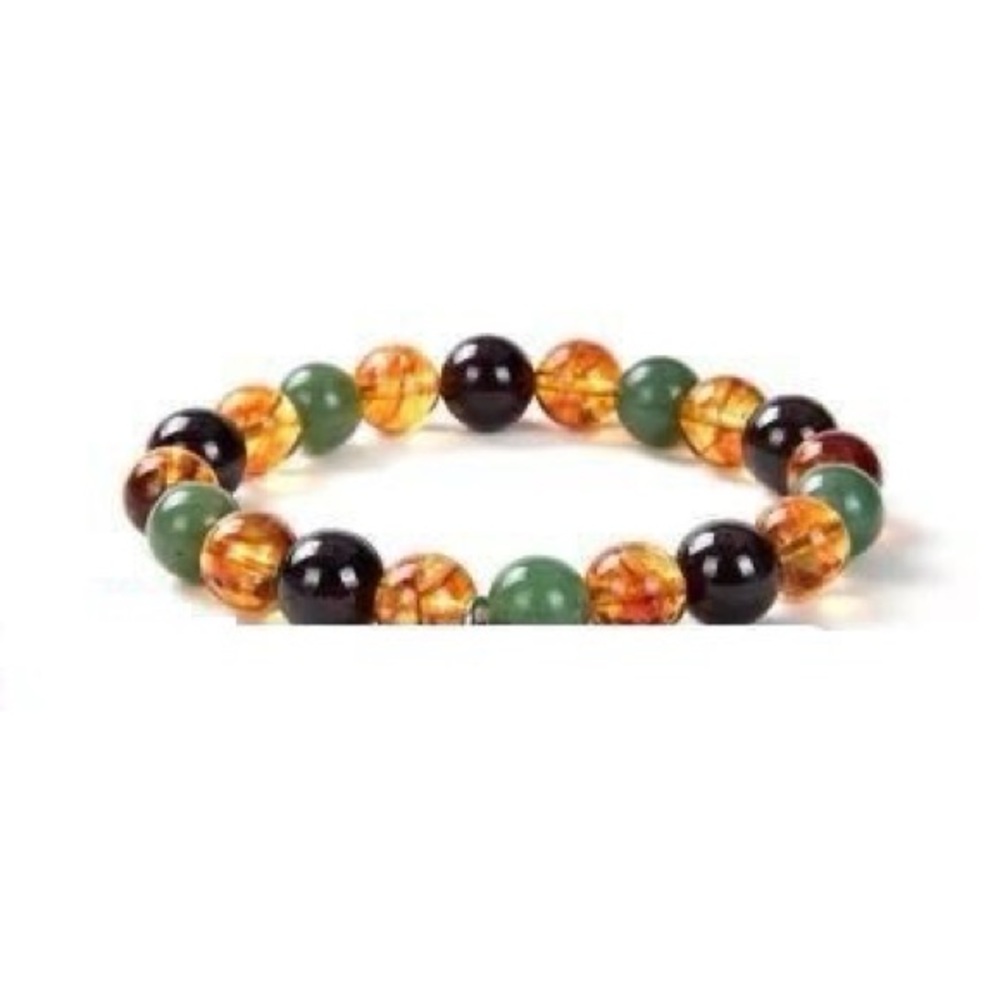 Black Obsidian, Citrine and Green Aventurine Beads bracelet